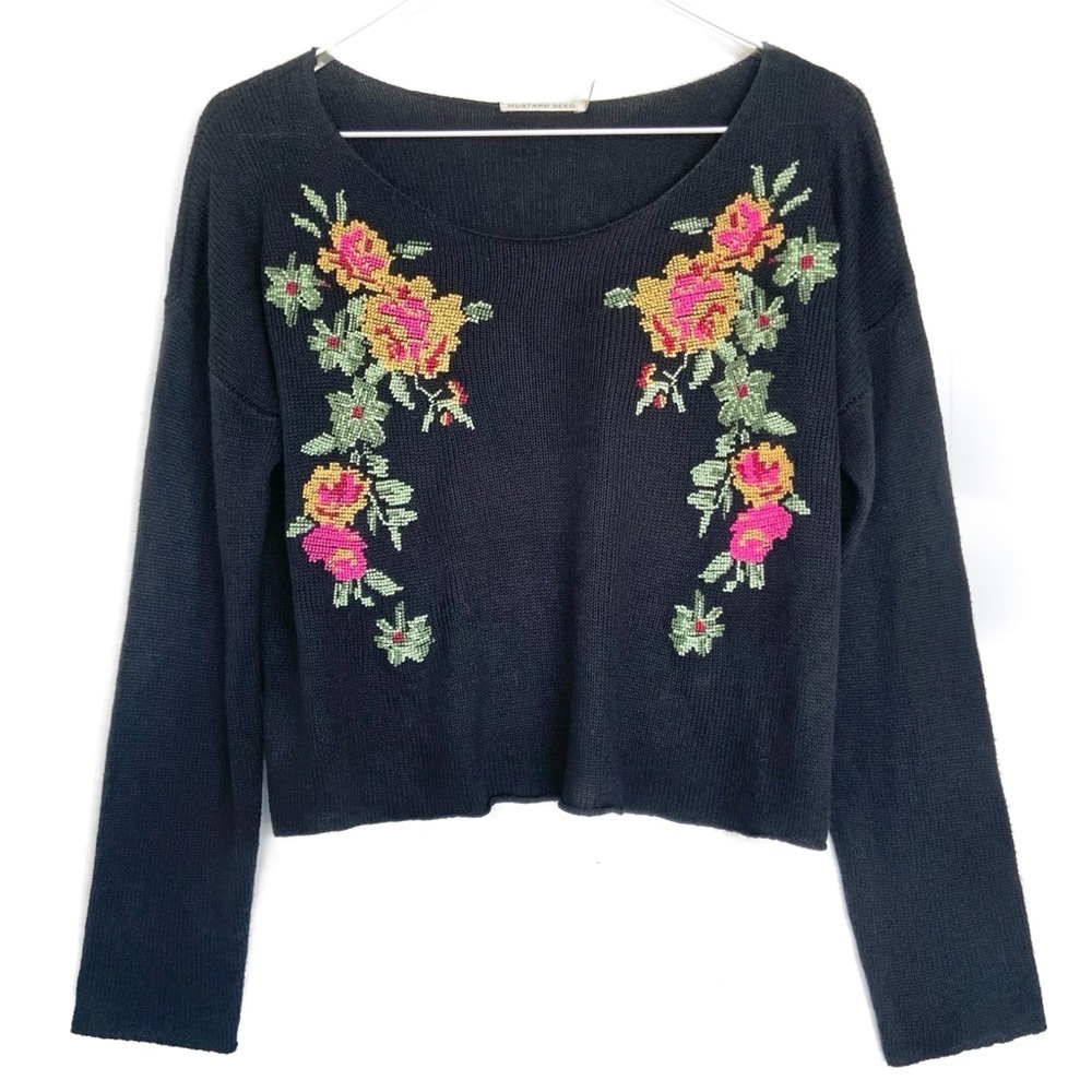 MUSTARD SEED URBAN OUTFITTERS Cross Stitch Embroidery Needlepoint Knit Sweater